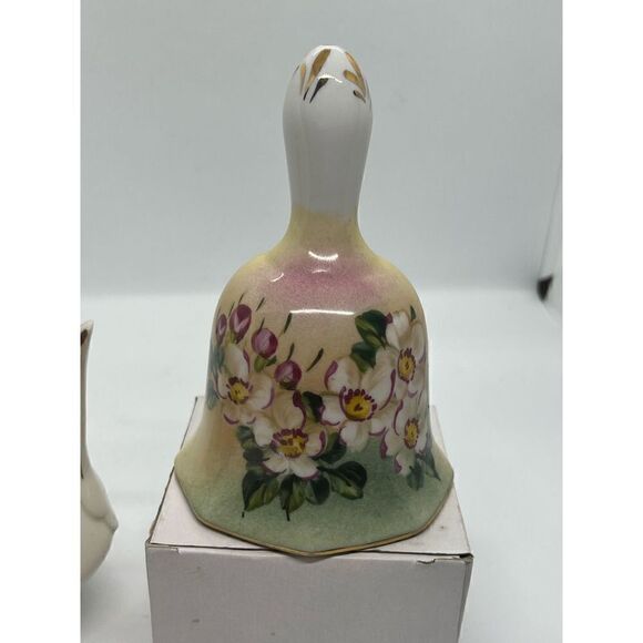 VTG 4” Limoge China Bell with floral pink dogwood blossoms hand painted / Beauti - Picture 1 of 4